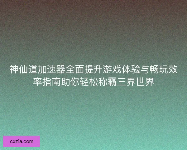 神仙道加速器全面提升游戏体验与畅玩效率指南助你轻松称霸三界世界