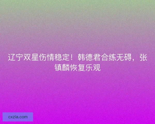辽宁双星伤情稳定！韩德君合练无碍，张镇麟恢复乐观