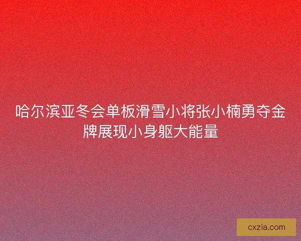 哈尔滨亚冬会单板滑雪小将张小楠勇夺金牌展现小身躯大能量